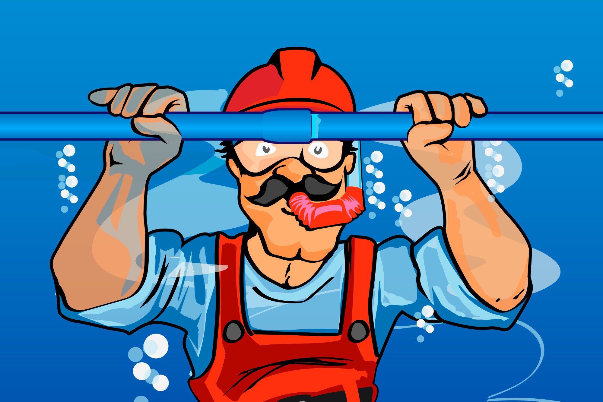 Mr Plumer baj0o el agua pegando con adhesivo PVC Oatey